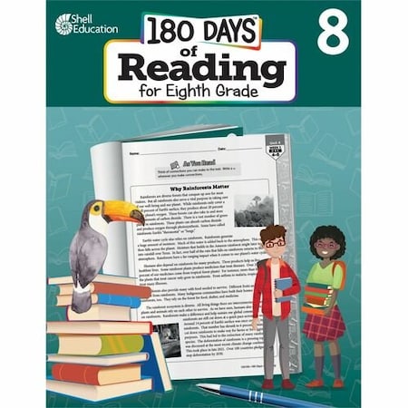 Shell Education Teacher Created Materials Workbook, 180 Days, Reading, 2nd Edition, 8th Grade SHL135159